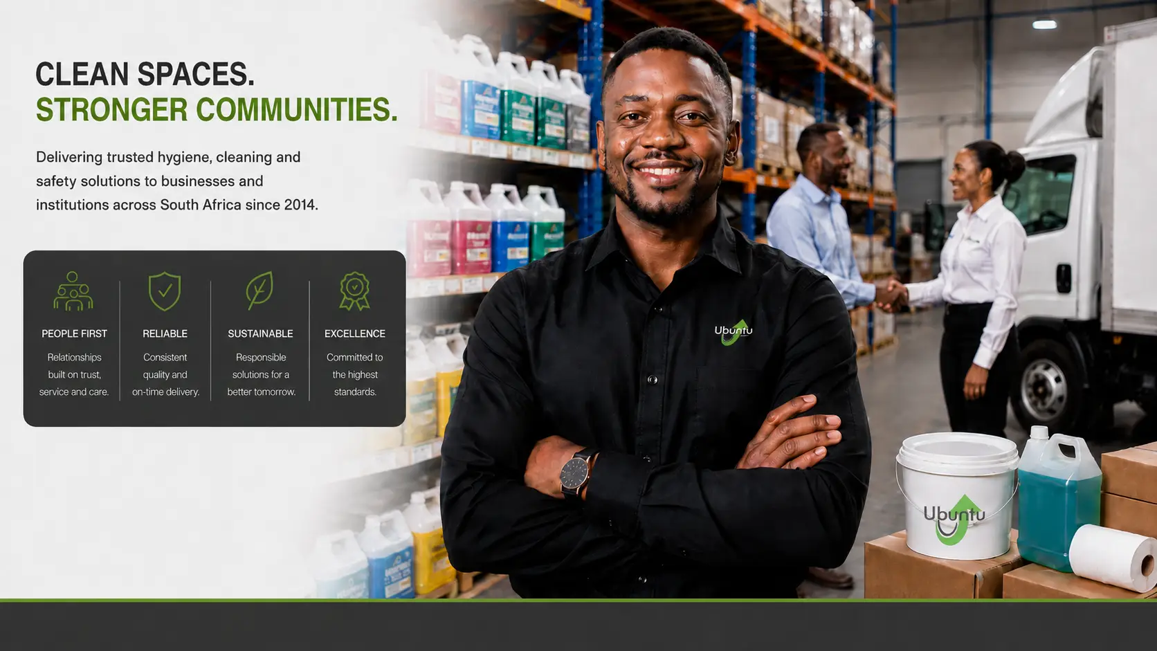 Ubuntu Advantage team representing a South African cleaning, hygiene and safety products supplier